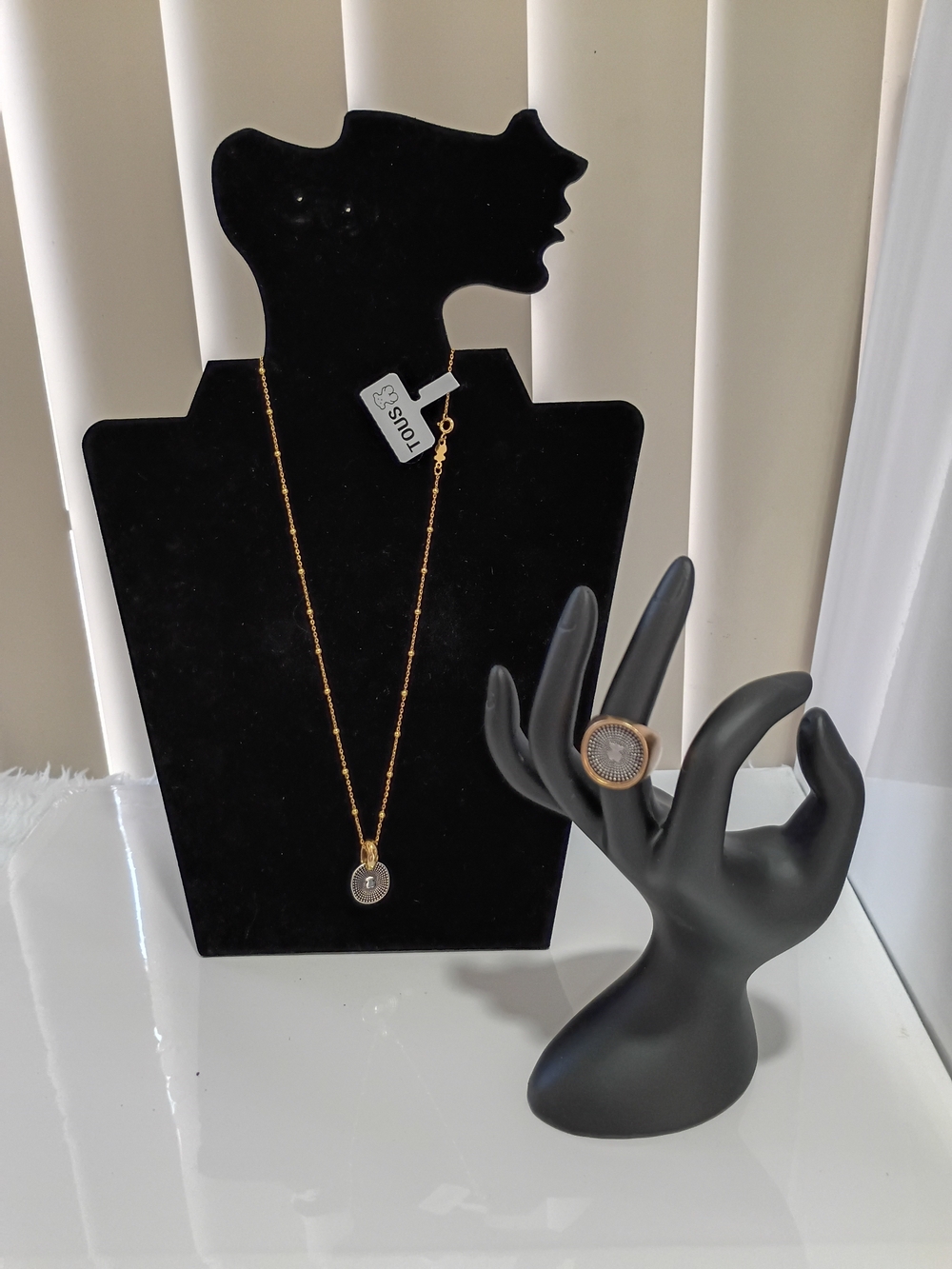 Tous Gold-Tone Necklace and Rose Gold-Tone Ring Set